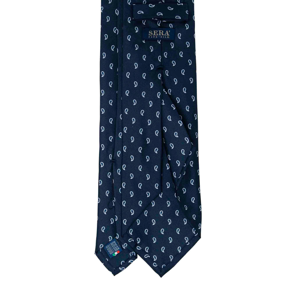 Navy With White Paisley Silk Tie Sera Fine Silk