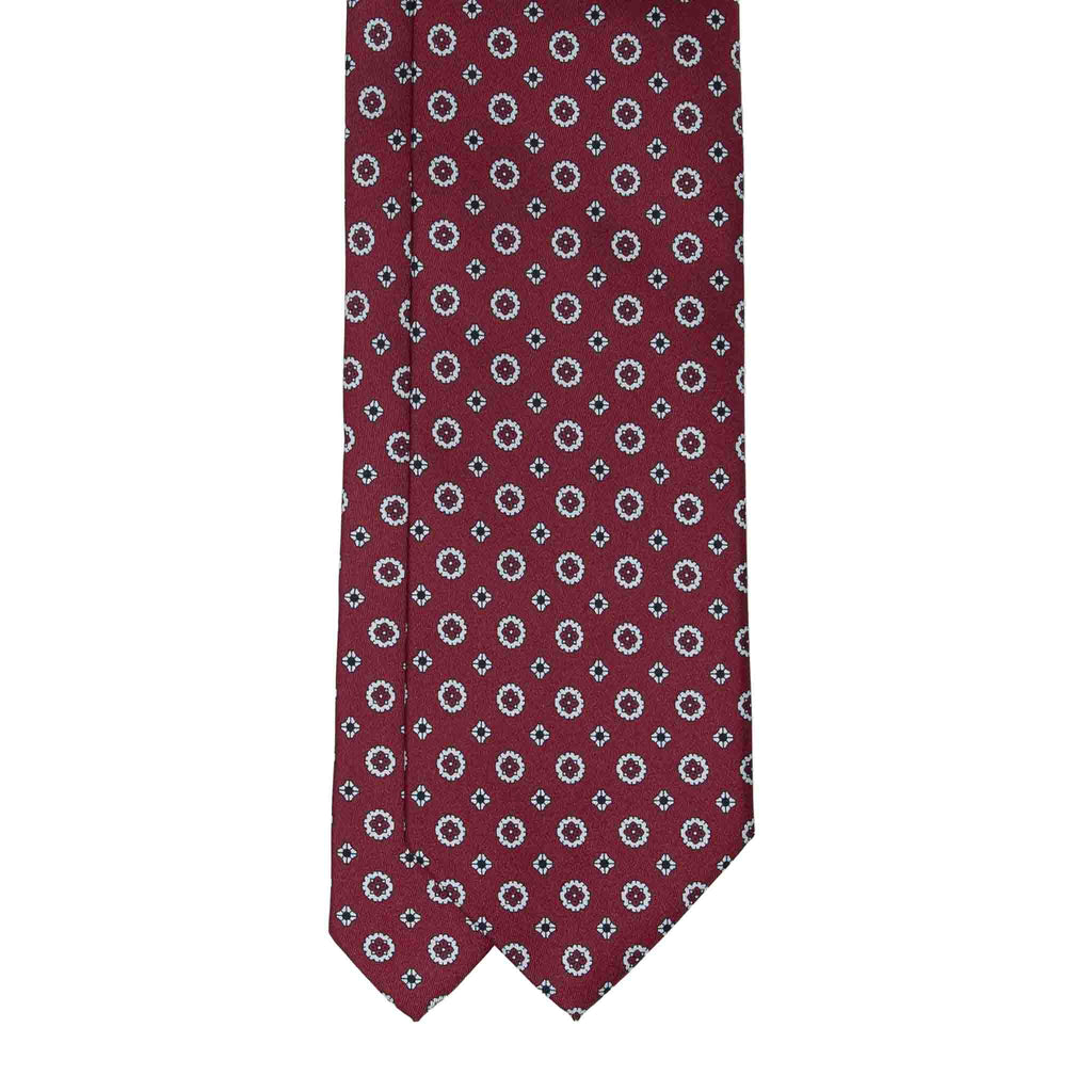 Red With White Circle Pattern Silk Tie