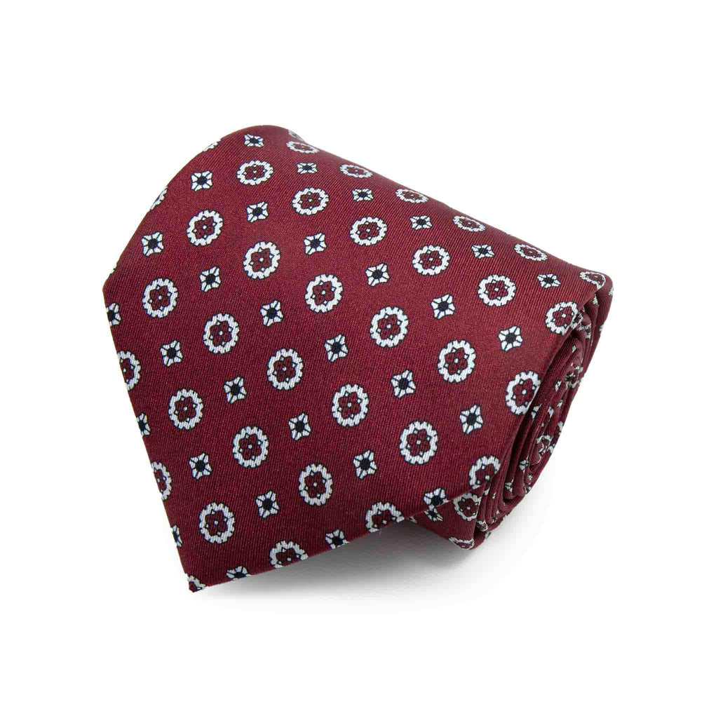 Red With White Circle Pattern Silk Tie