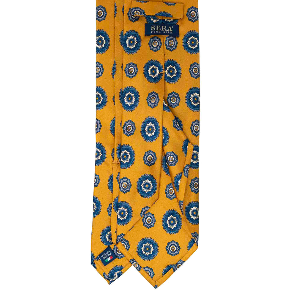 Yellow Silk Tie & Blue Ribbed Cotton Socks Set Serà Fine Silk