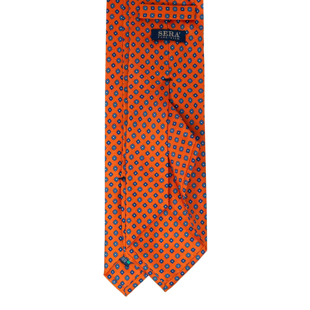 Orange Flowers Tie & Acacia Flowers Etna Pocket Square Set Serà Fine Silk