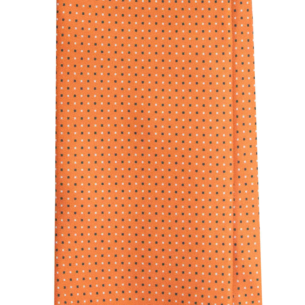 Orange Silk Tie with Micro Square Pattern Serà Fine Silk