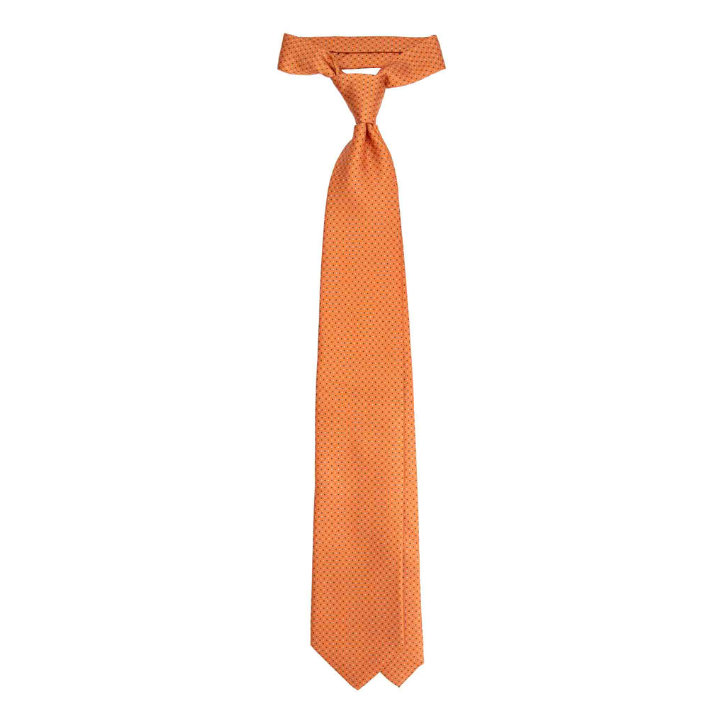 Orange Silk Tie with Micro Square Pattern Serà Fine Silk