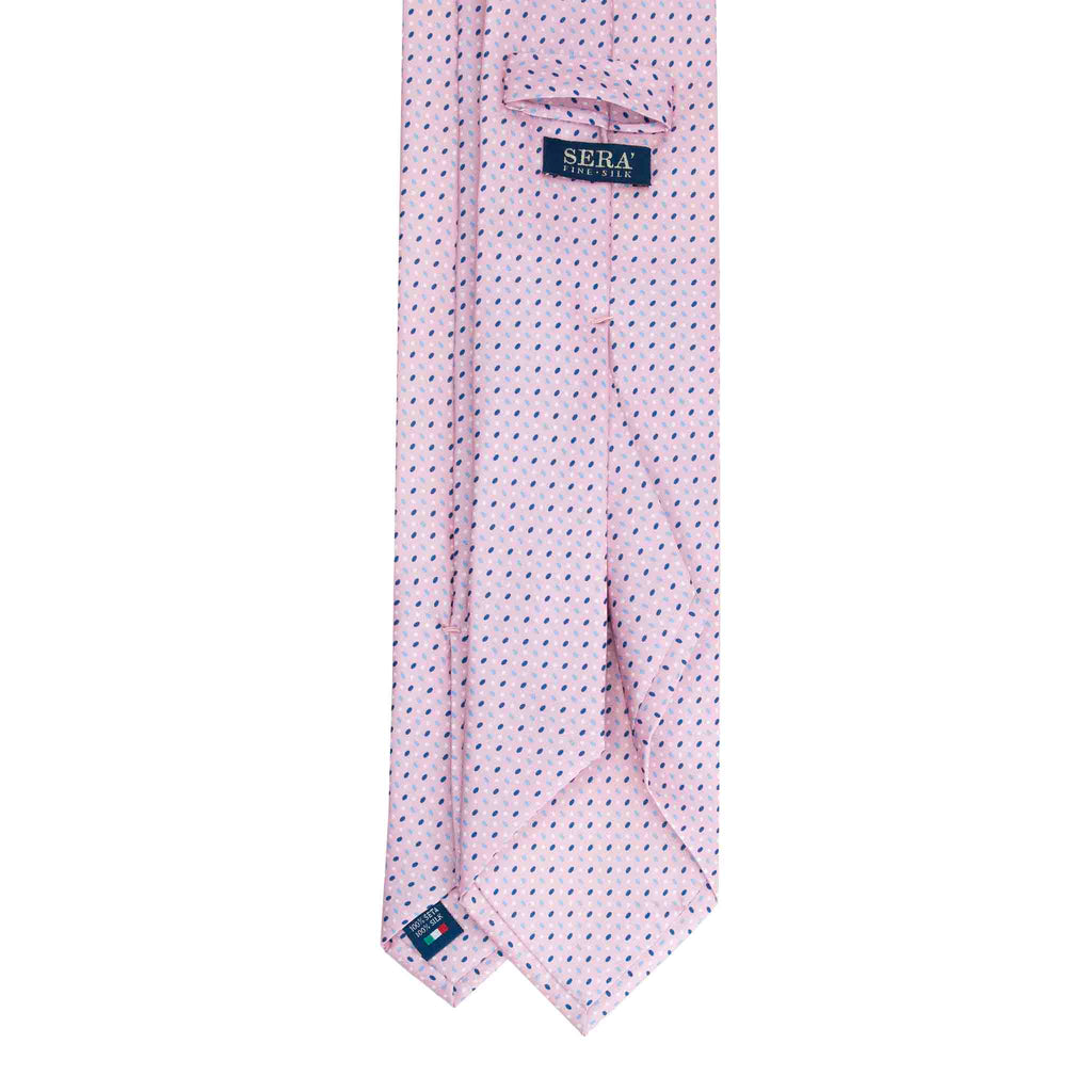 Pink Silk Tie with Micro Oval Pattern Serà Fine Silk