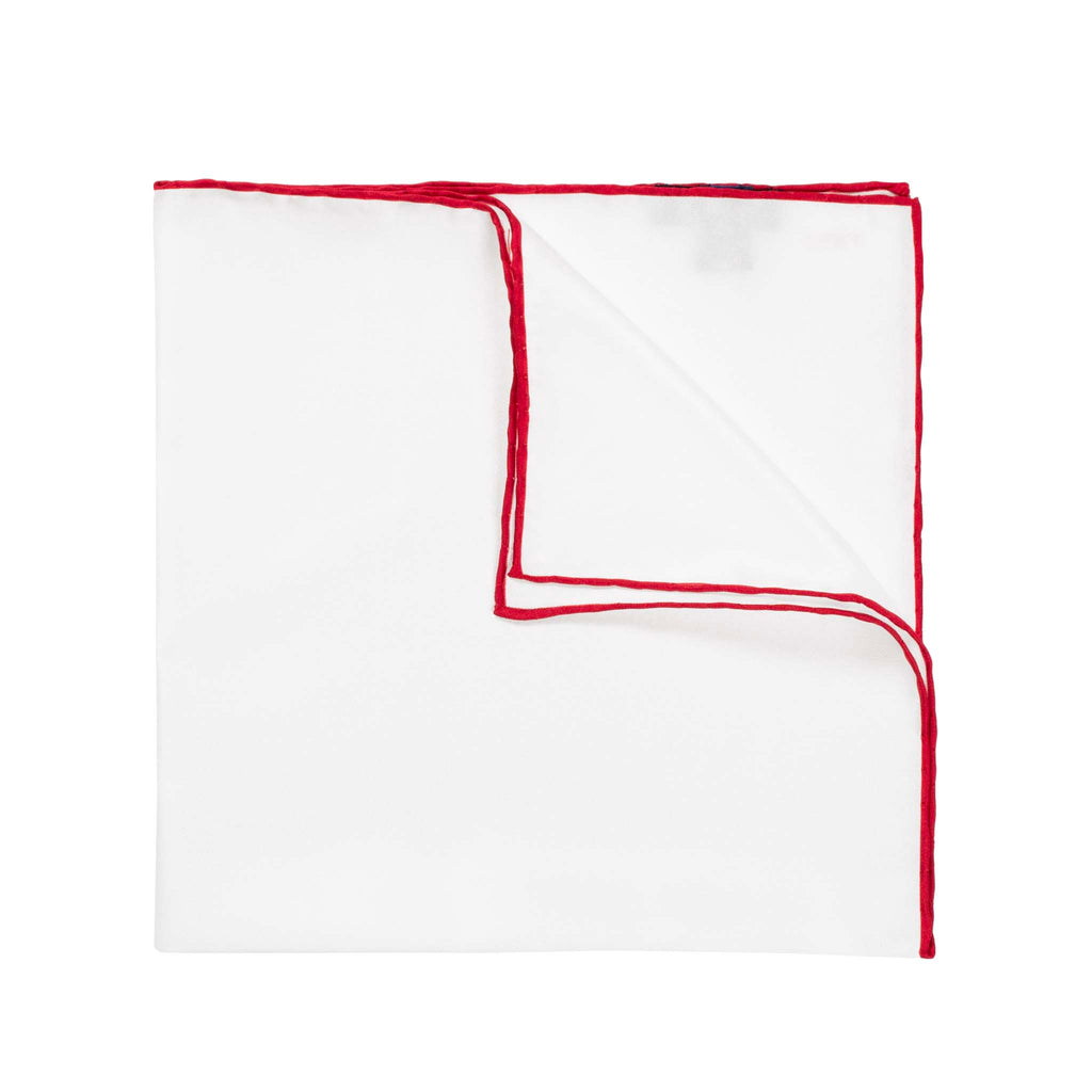 Red Simple Border Pocket Square Serà Fine Silk