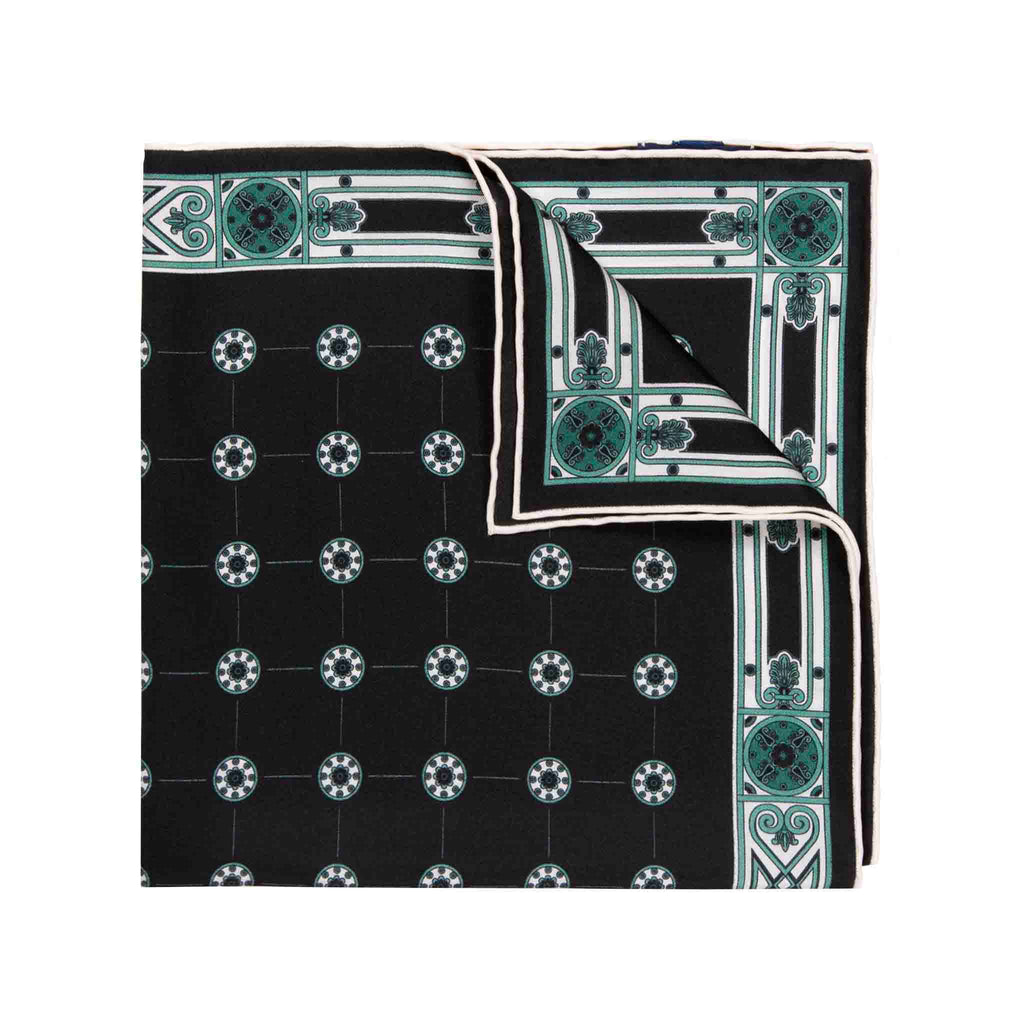 Milano Midnight BLack Pocket Square Serà Fine Silk