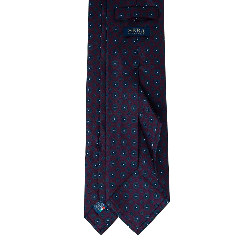 Purple with Blue Circles Pattern Silk Tie Serà Fine Silk