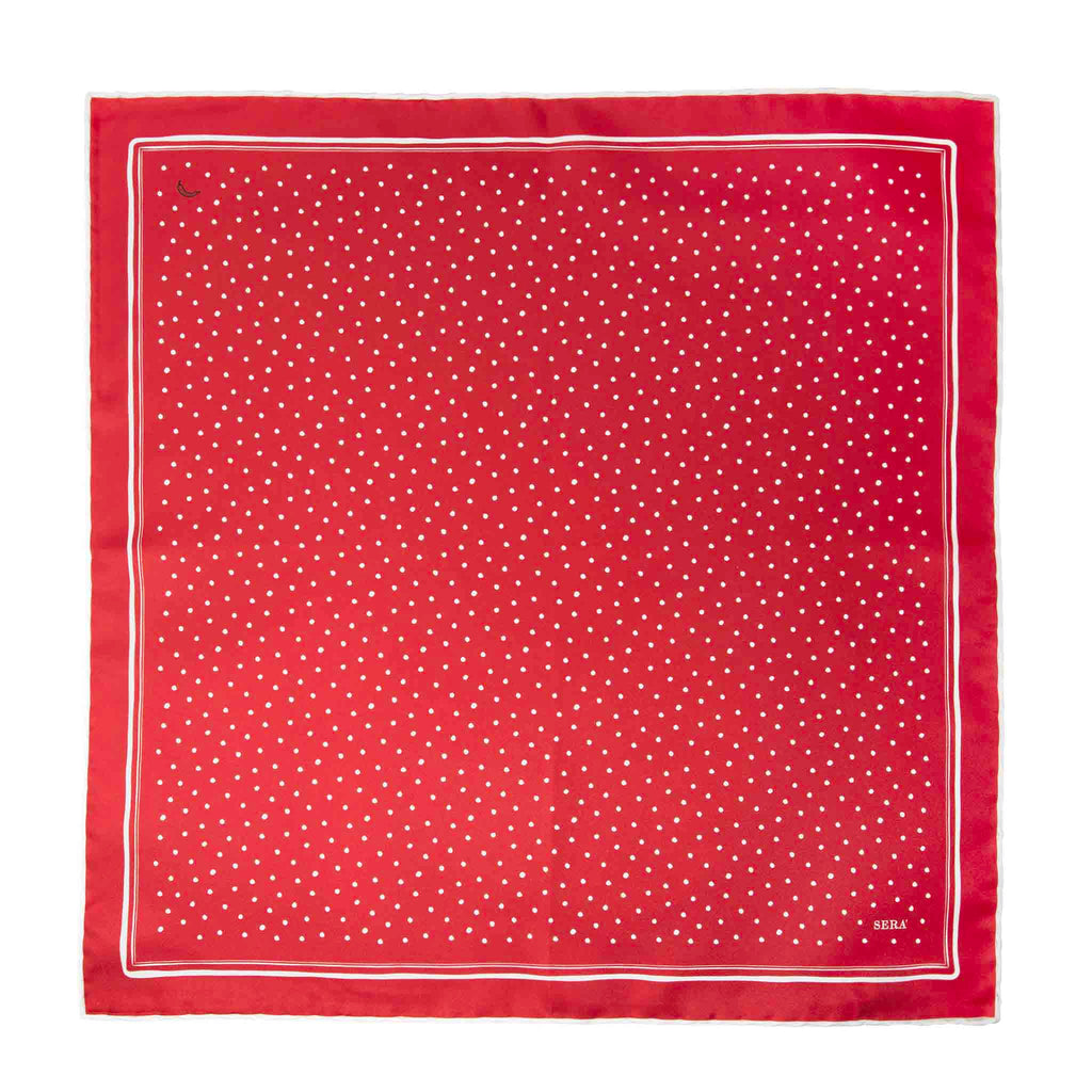 Cornicello Red Silk Pocket Square Serà Fine Silk