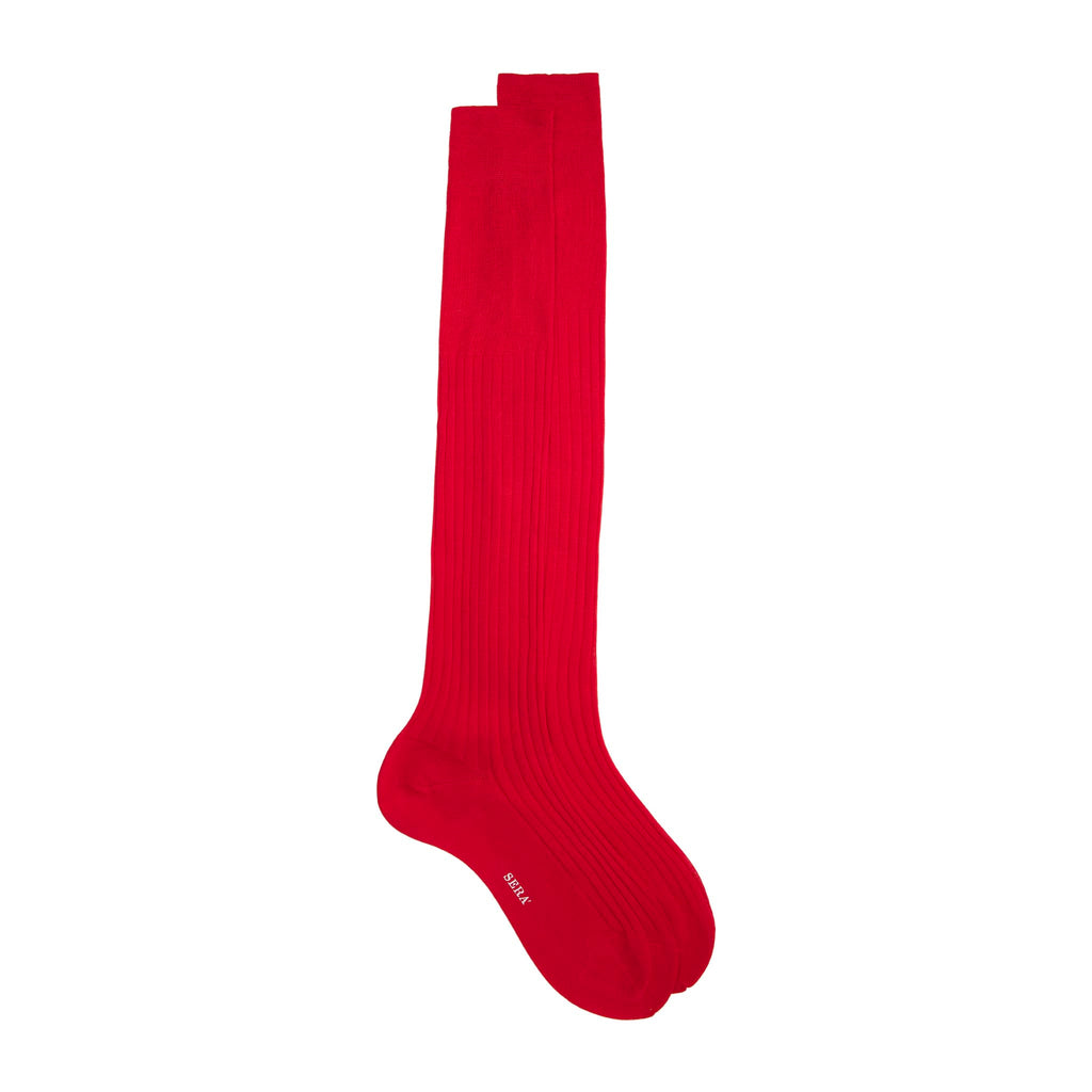 Red Striped Cotton Socks Serà Fine Silk