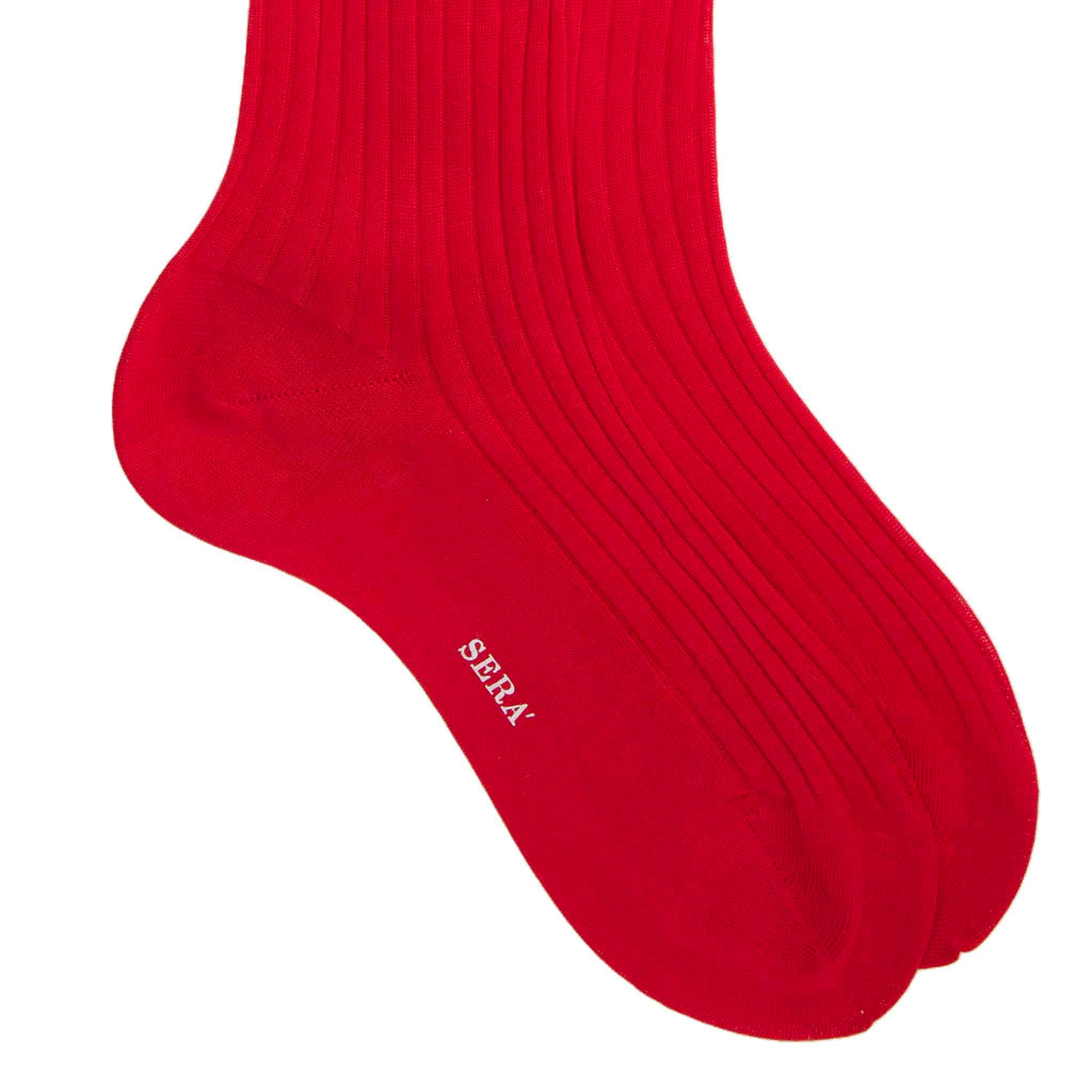 Red Striped Cotton Socks Serà Fine Silk