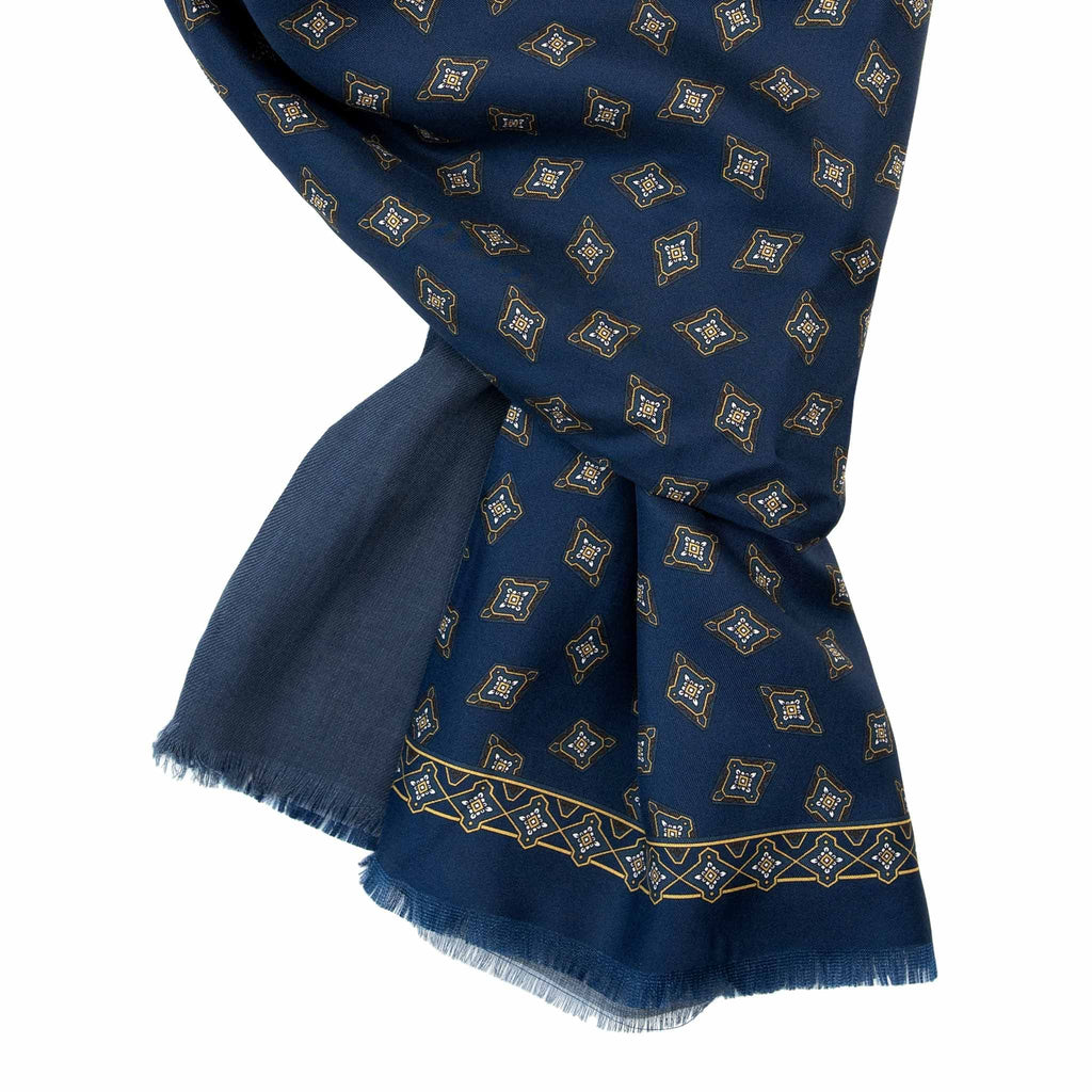 Blue and Teal Diamonds Cashmere Scarf Serà Fine Silk