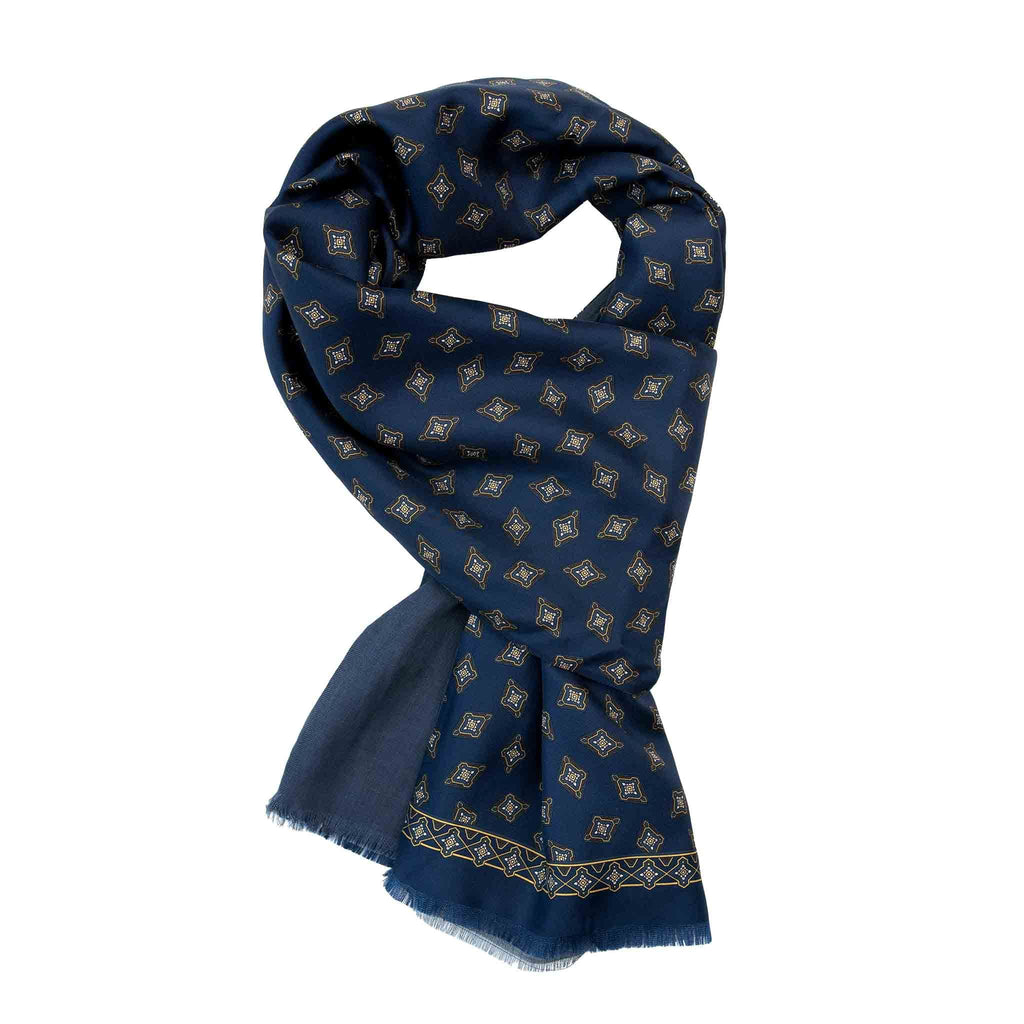 Blue and Teal Diamonds Cashmere Scarf Serà Fine Silk