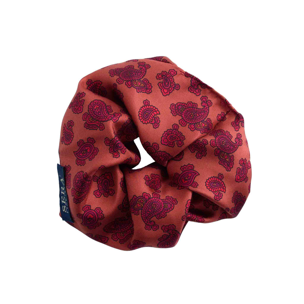 Orange and Red Silk Scrunchie Serà Fine Silk