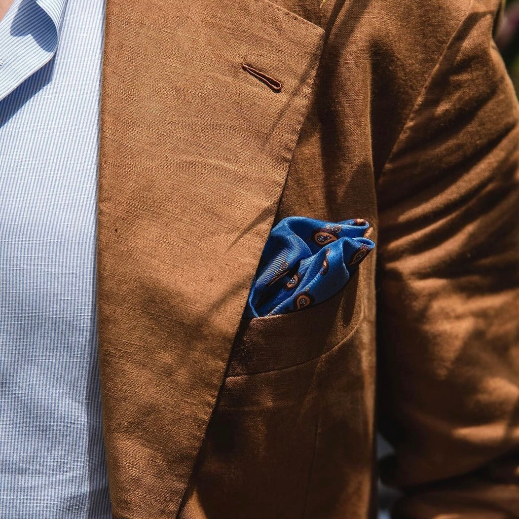 Tobacco Recioto Silk Pocket Square Serà Fine Silk