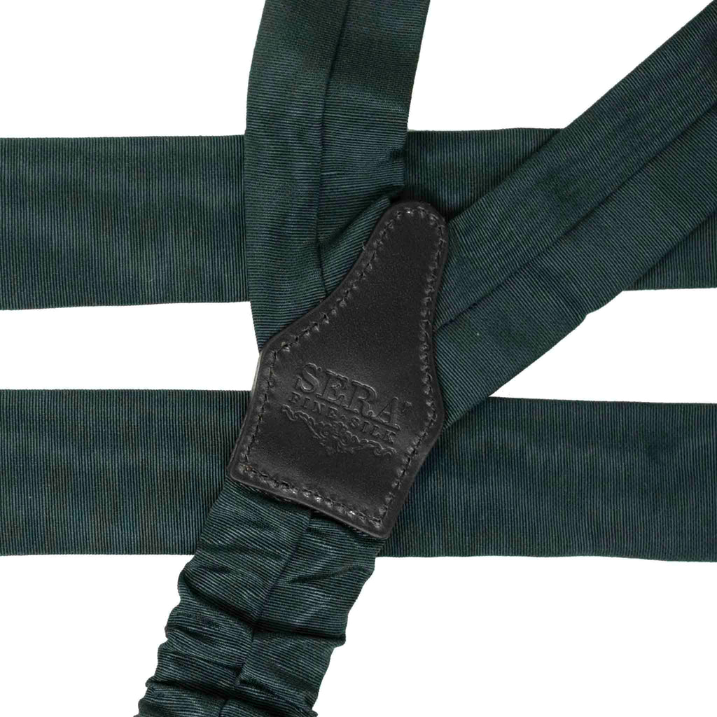 Green Moire Silk Suspenders - Button Only Serà Fine Silk