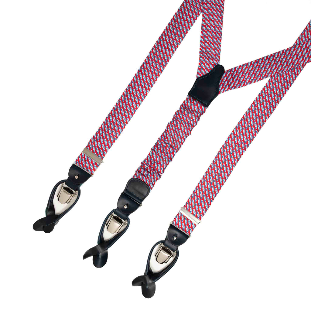 Red Cars Pattern Silk Suspenders Serà Fine Silk