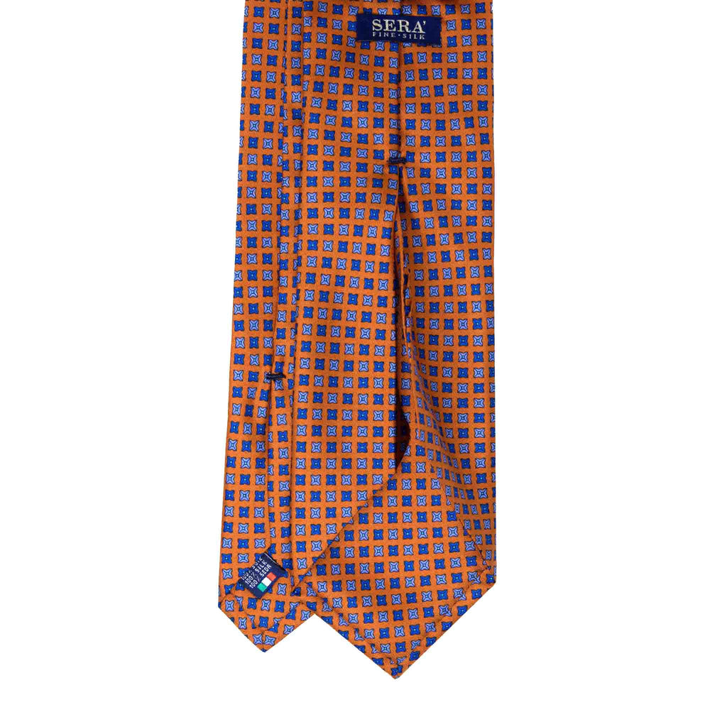 Orange Silk Tie with Square Dots Pattern Serà Fine Silk