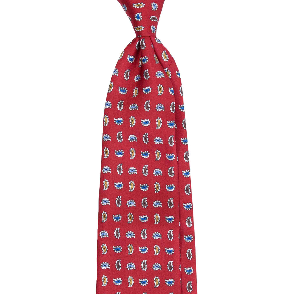 Red Silk Tie with Colorful Paisley Pattern Serà Fine Silk