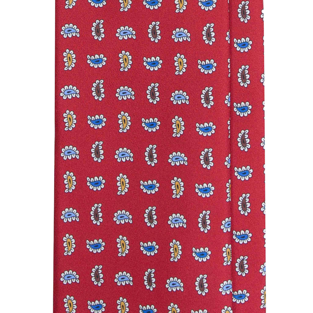 Red Silk Tie with Colorful Paisley Pattern Serà Fine Silk