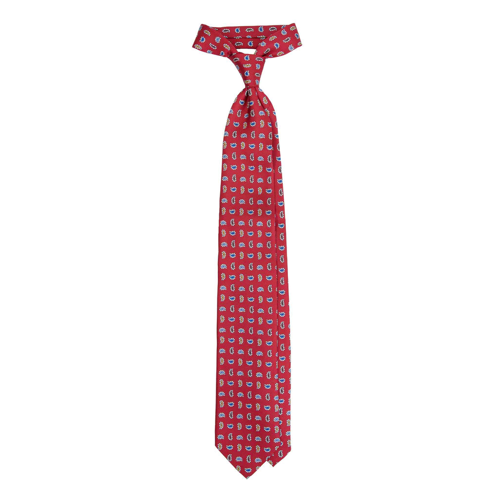 Red Silk Tie with Colorful Paisley Pattern Serà Fine Silk