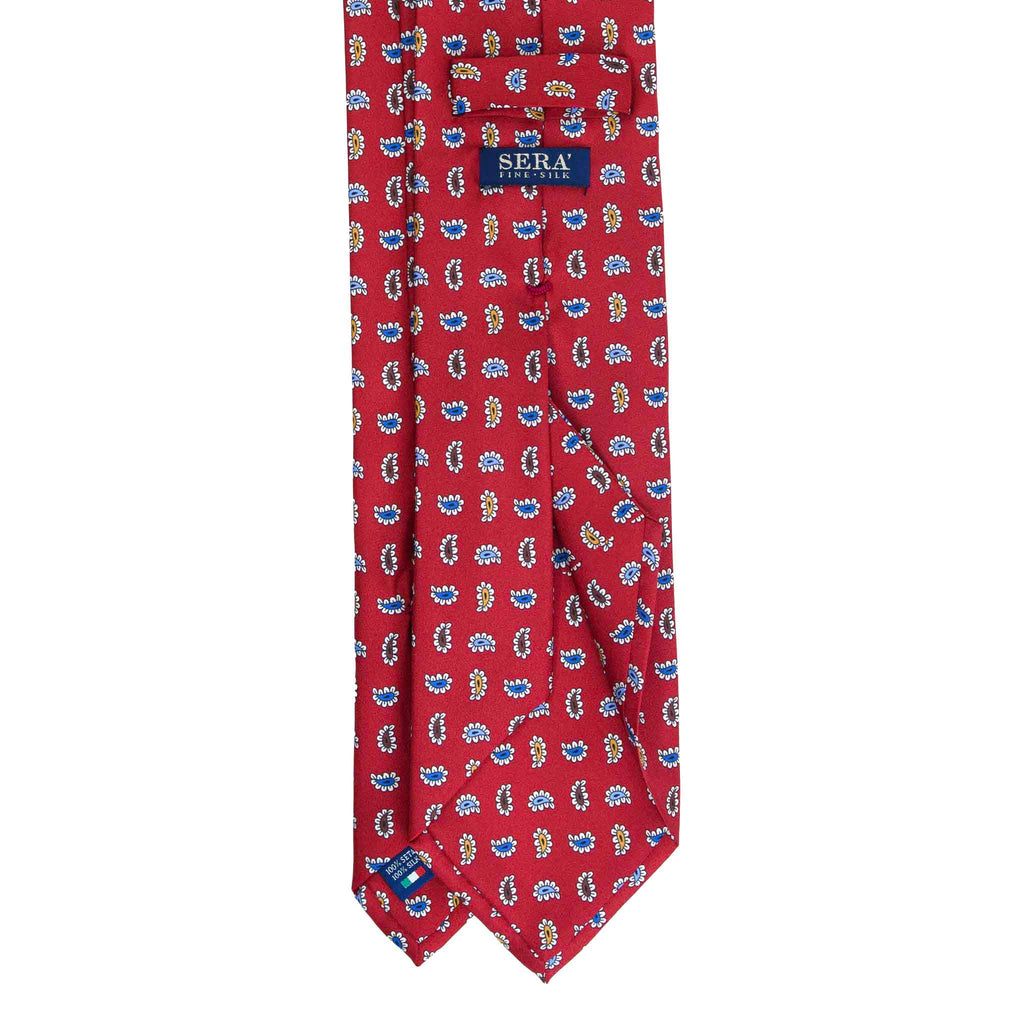 Red Silk Tie with Colorful Paisley Pattern Serà Fine Silk