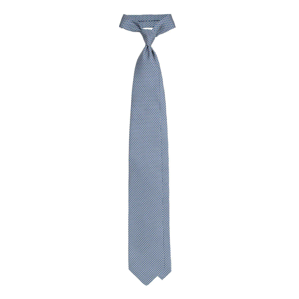 Blue Silk Tie with White Small Squares Serà Fine Silk