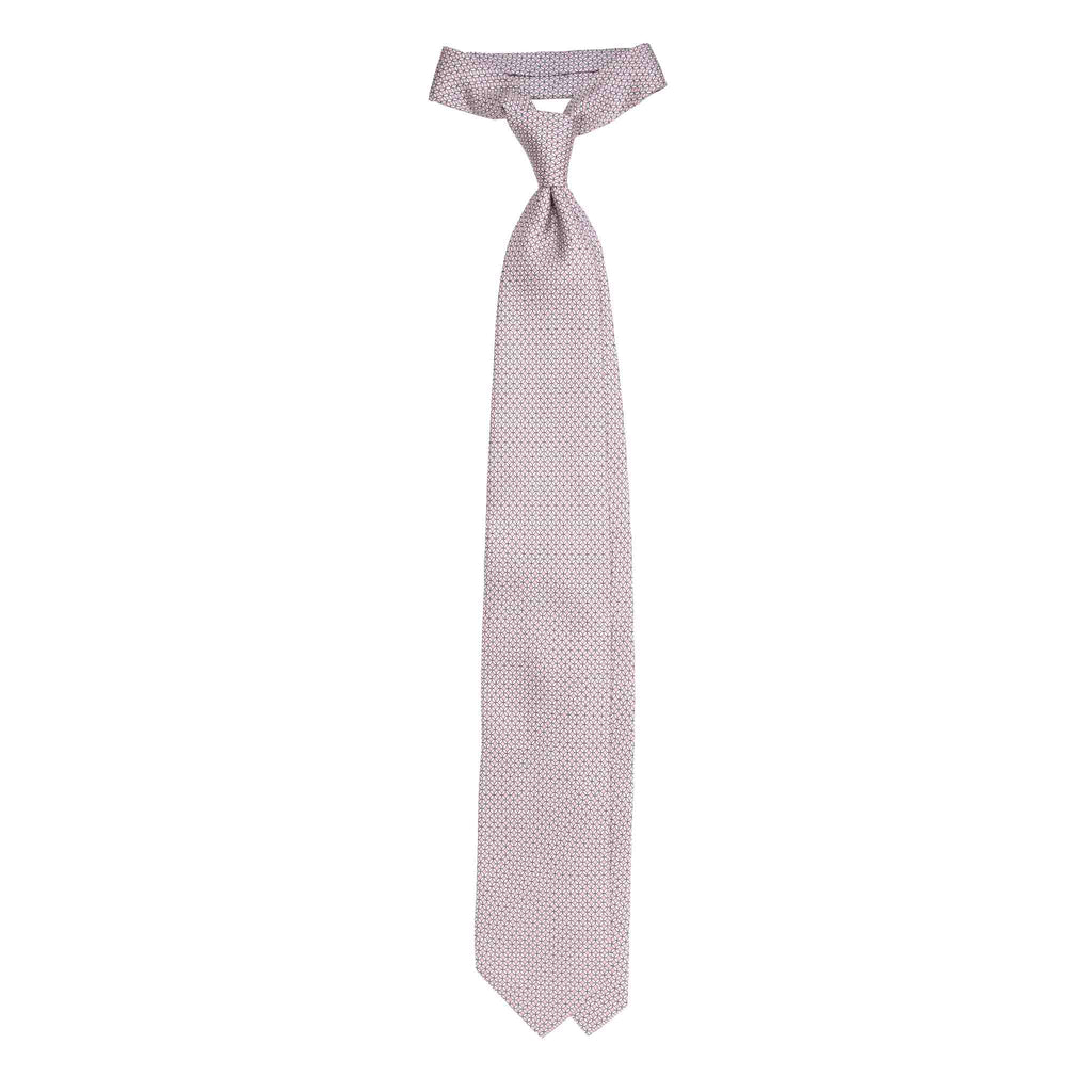 Pink Silk Tie with White Small Squares Serà Fine Silk