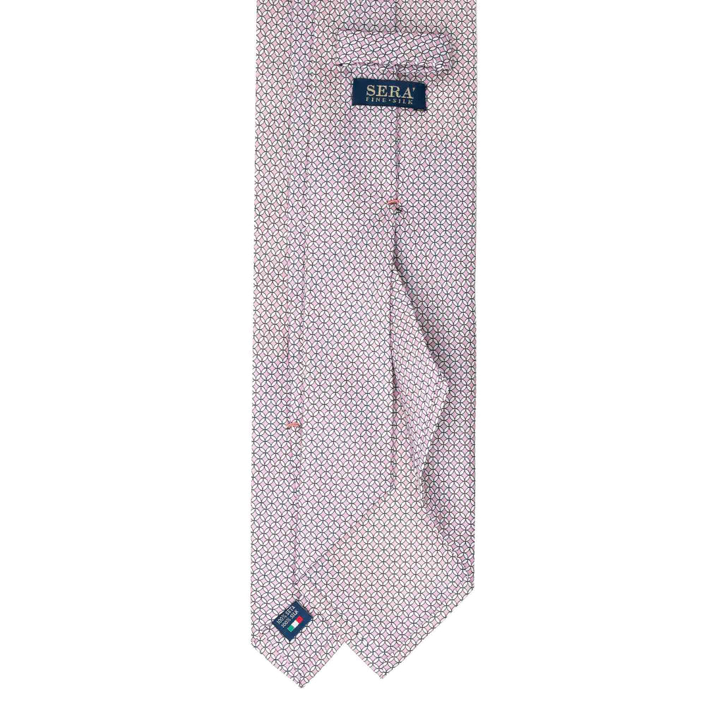 Pink Silk Tie with White Small Squares Serà Fine Silk