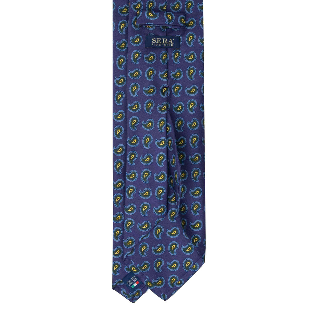 Purple Silk Tie with Green and Yellow Paisley Serà Fine Silk