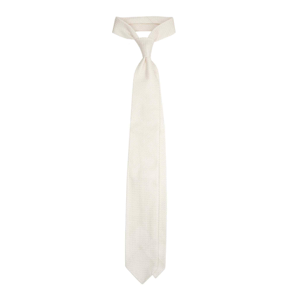 White Garza Grossa Grenadine Silk Tie Serà Fine Silk