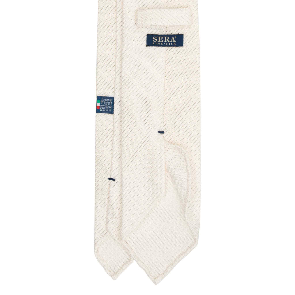 White Garza Grossa Grenadine Silk Tie Serà Fine Silk