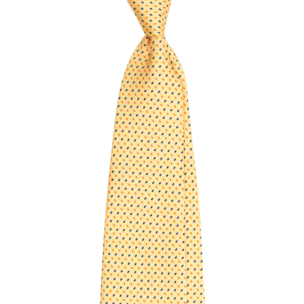 Yellow Silk Tie with Micro Oval Pattern Serà Fine Silk