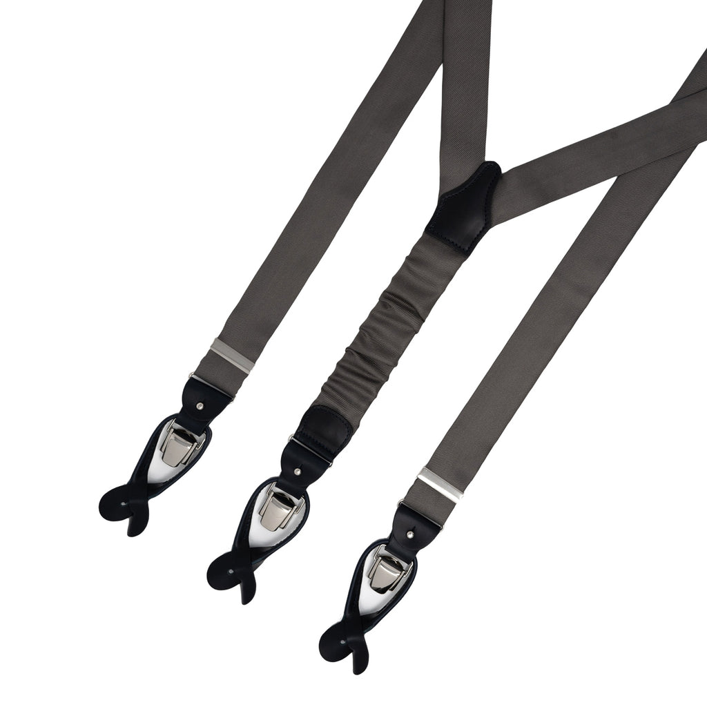 Dark Grey Silk Suspenders Serà Fine Silk