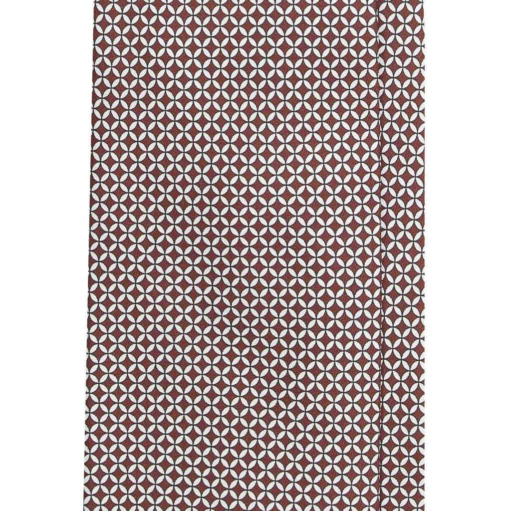 Brown Silk Tie with White Small Squares Serà Fine Silk