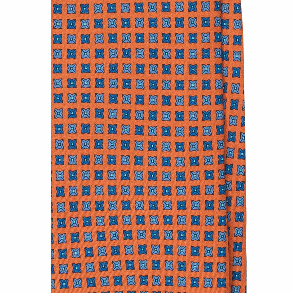 Orange Silk Tie with Square Dots Pattern Serà Fine Silk