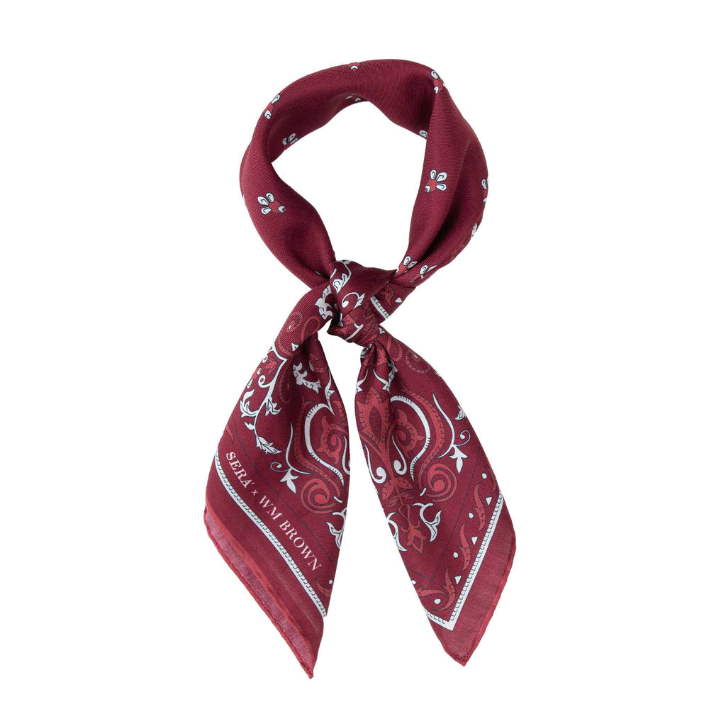 Serà x WM Brown Cotton & Silk Red Bandana Serà Fine Silk