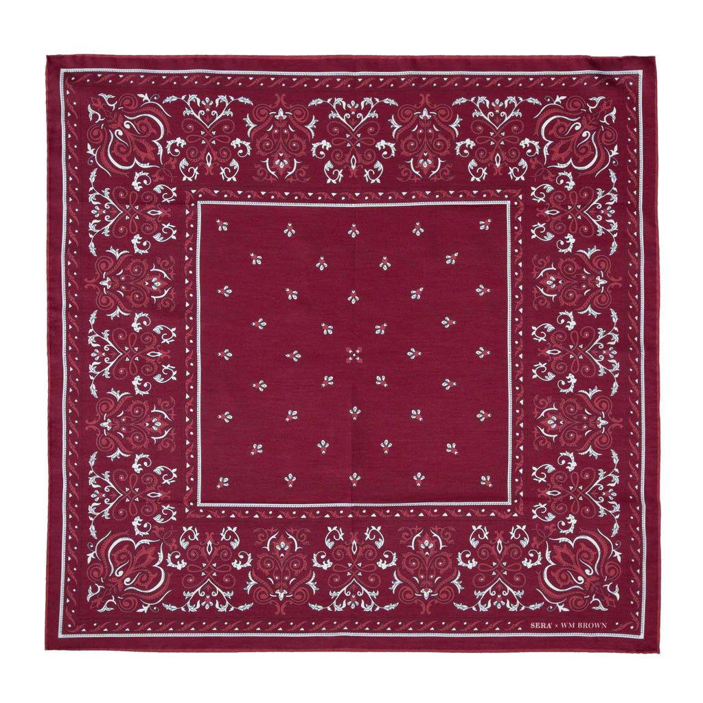 Serà x WM Brown Cotton & Silk Red Bandana Serà Fine Silk