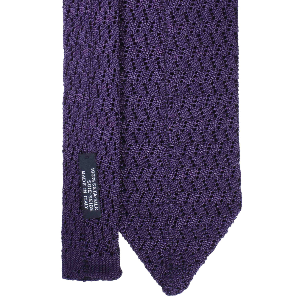 Dark Purple Zig Zag V Point Knitted Silk Tie - sera fine silk