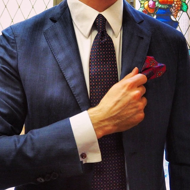 Red Silk Pocket Square Cherry Amarone Serà Fine Silk