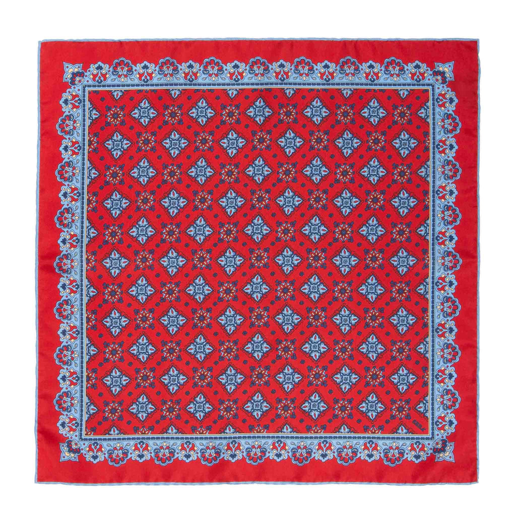 Red Silk Pocket Square Licorice Amarone Serà Fine Silk